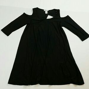 Plant Gold black dress with cold shoulder